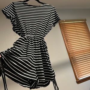 Black and white striped romper